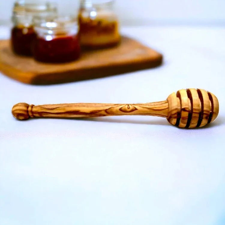 Olive wood honey spoon 14 cm, – handcrafted, natural design