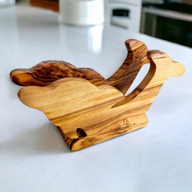 Olive wood fish shaped napkin holder – handcrafted, natural design