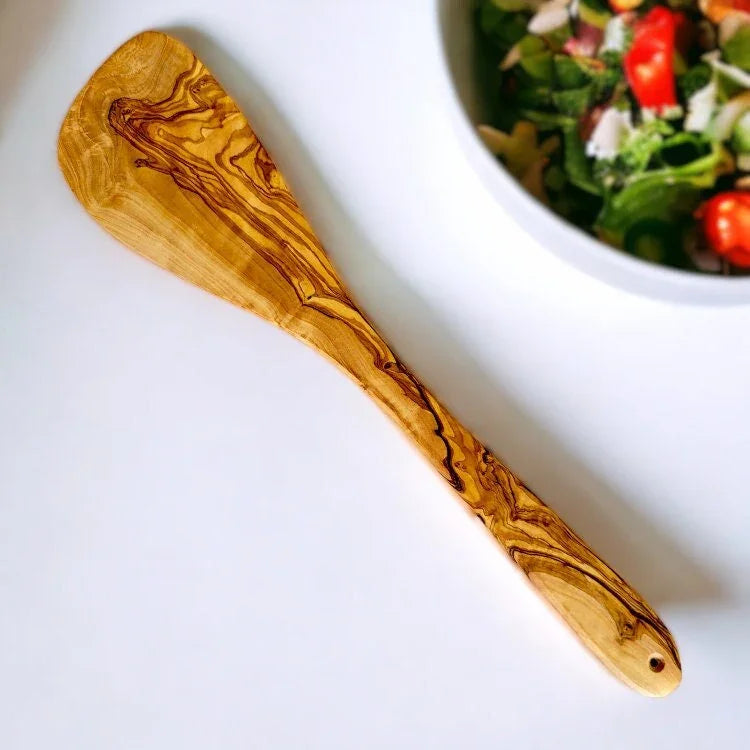 Olive wood flat spatula , cooking – handcrafted, natural design