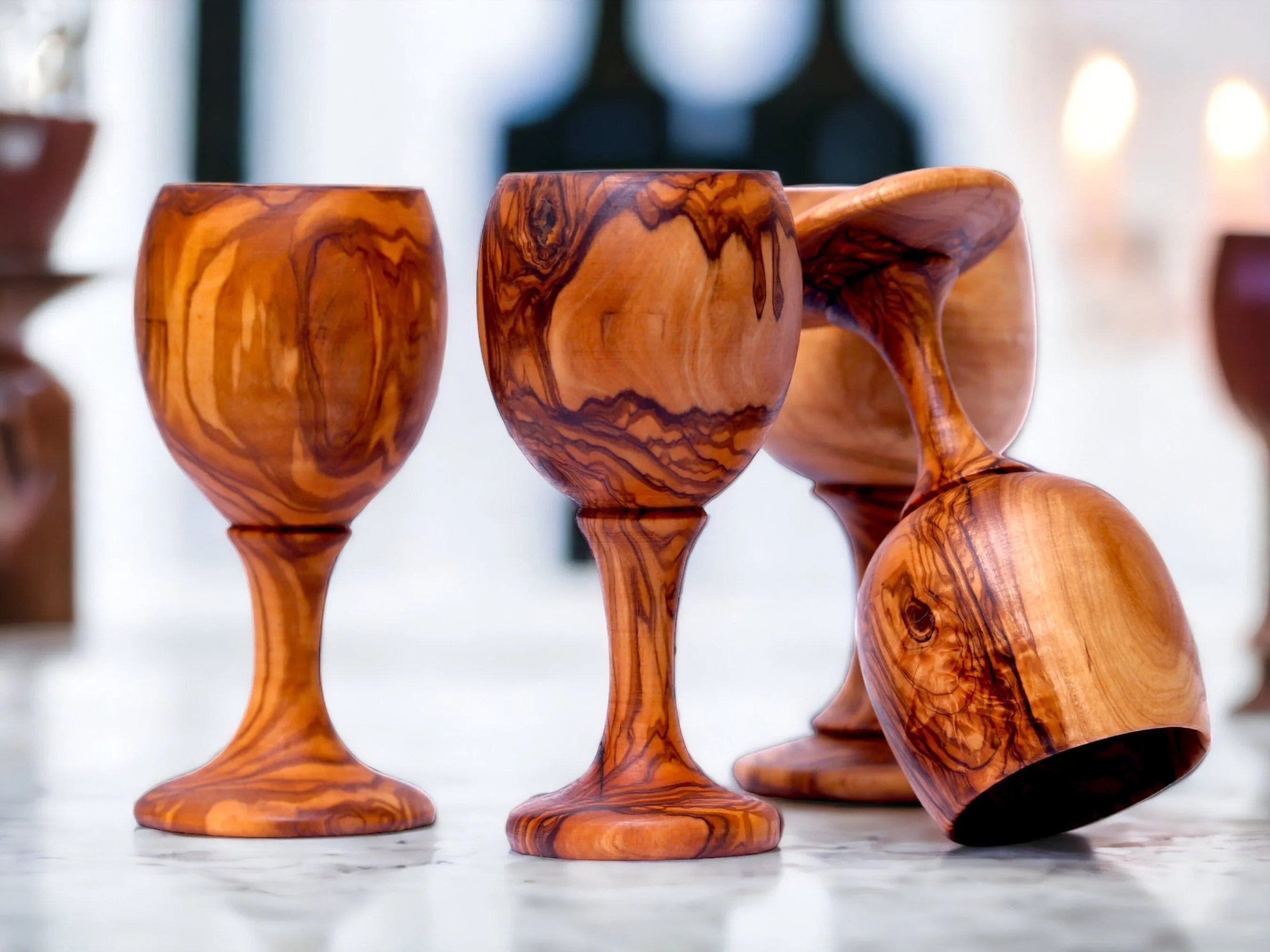 Olive wood wine cup, barware, wine – handcrafted, natural design