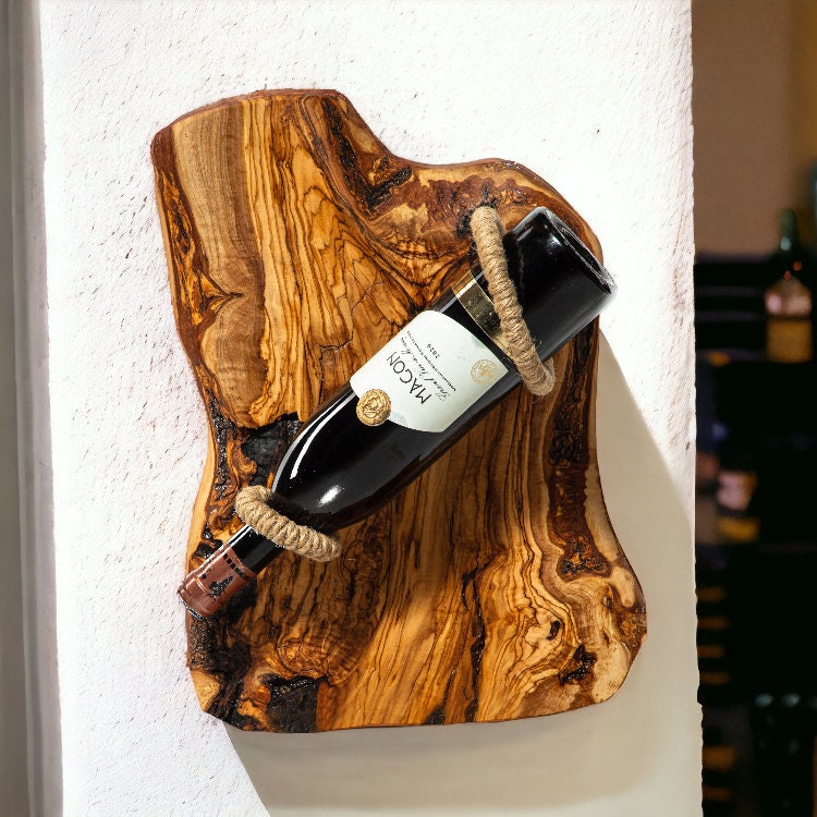 Olive Wood Rustic Shape two Bottles Holder , wine bottles holder, bar accessories, gift