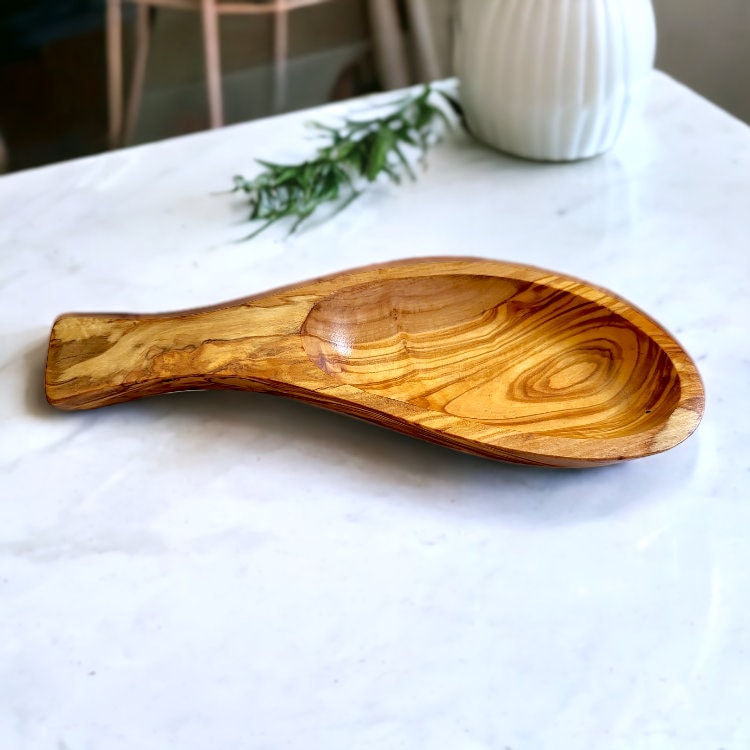 Olive Wood Leaf Shaped Bowl, serving bowl dish, olive dish, cheese dish, crackers dish , Sustainably Sourced, Eco-Friendly, handmade, gift