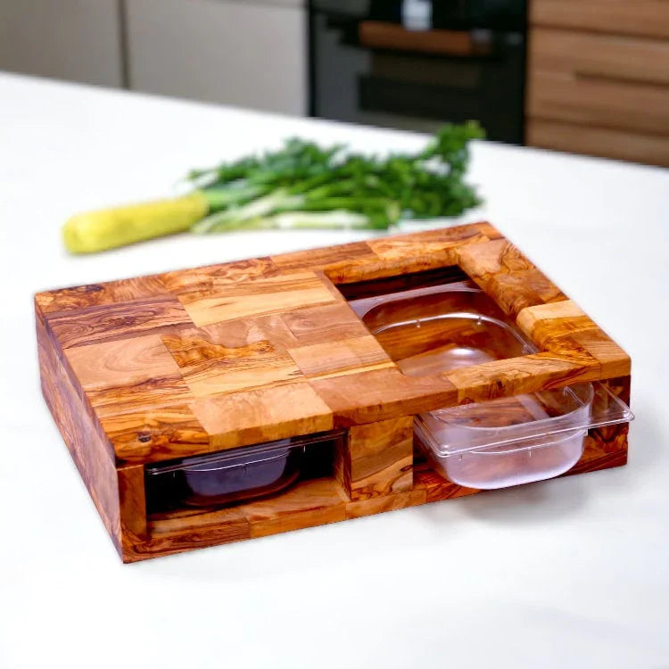 Olive wood end grain cutting – handcrafted and natural design