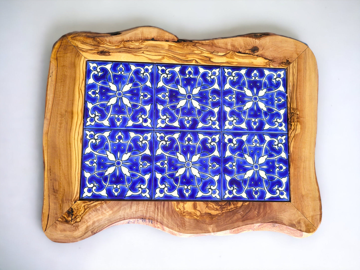 Rustic Olive Wood Ceramic Tray