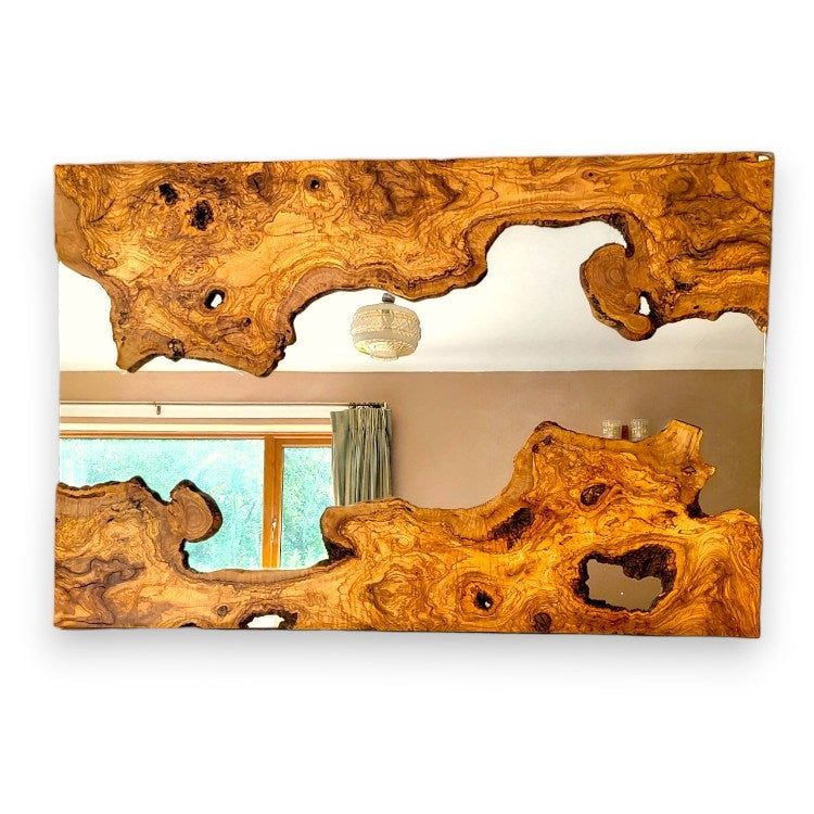 Olive Wood Framed Wooden Wall Mirror | Unique Showpiece & Impressive Gift Idea