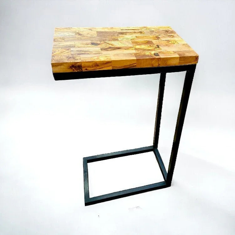 C shaped end grain table – handcrafted and natural design