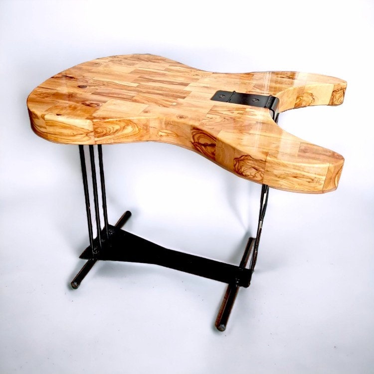 Olive Wood Guitar Shaped Side Table