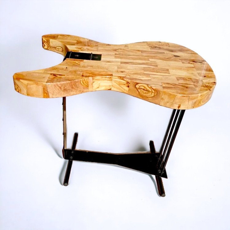 Olive Wood Guitar Shaped Side Table