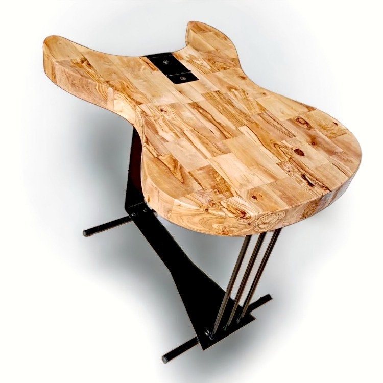 Olive Wood Guitar Shaped Side Table