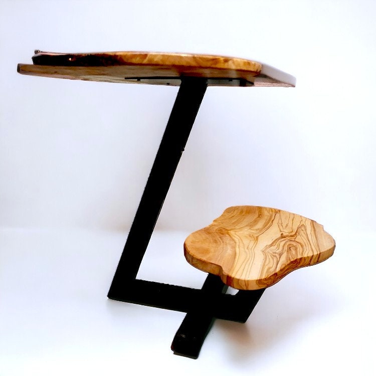 Irregular Shaped Olive Wood Side Table