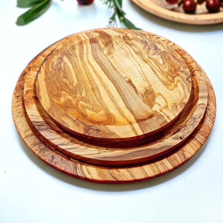 Set of 3 Olive Wood Wooden Plates