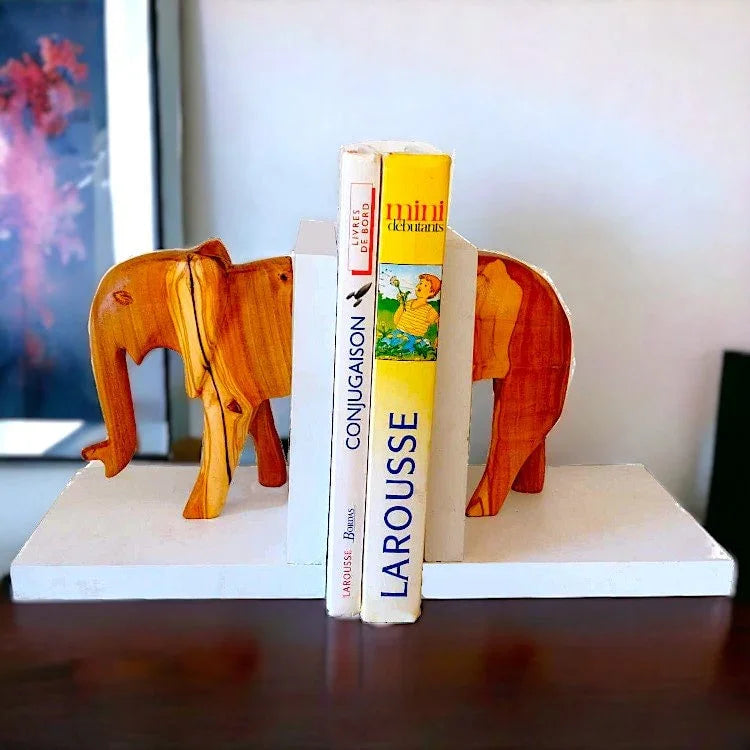 Elephant bookends – handcrafted and natural design