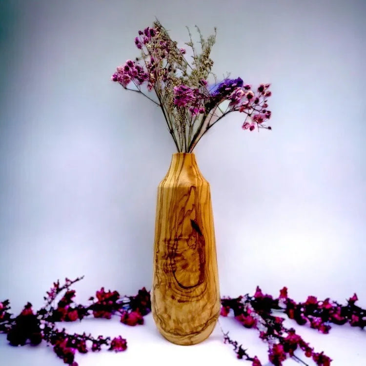 Olive wood beautiful dry flower holder – handcrafted, natural design