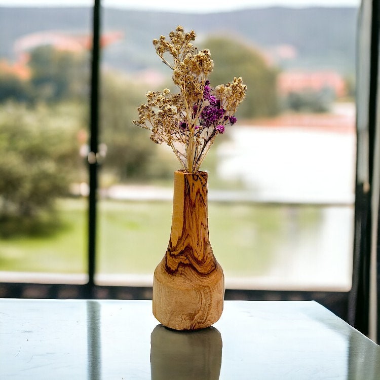 dry flower holder , wooden vase