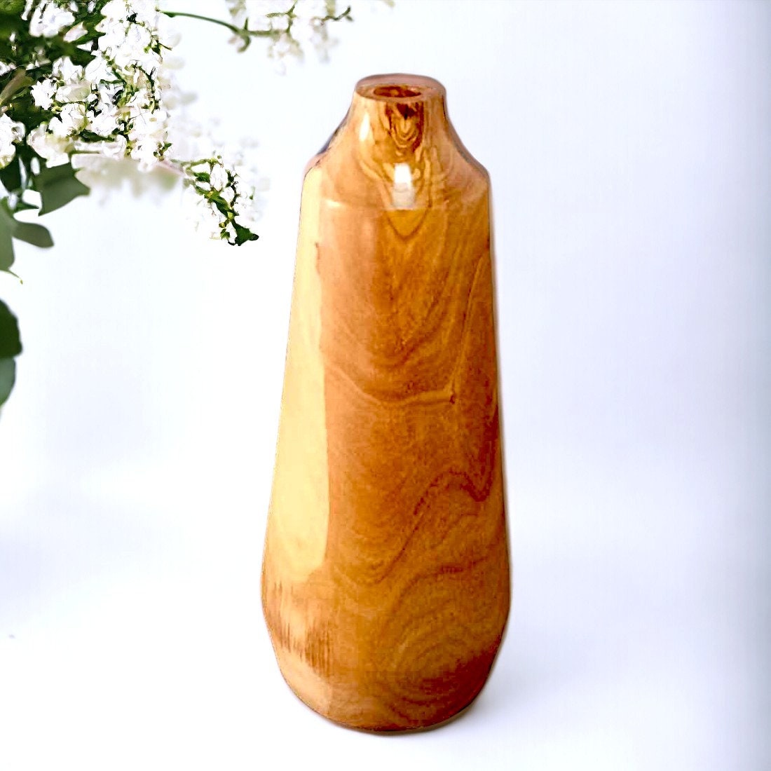 dry flower holder , wooden vase