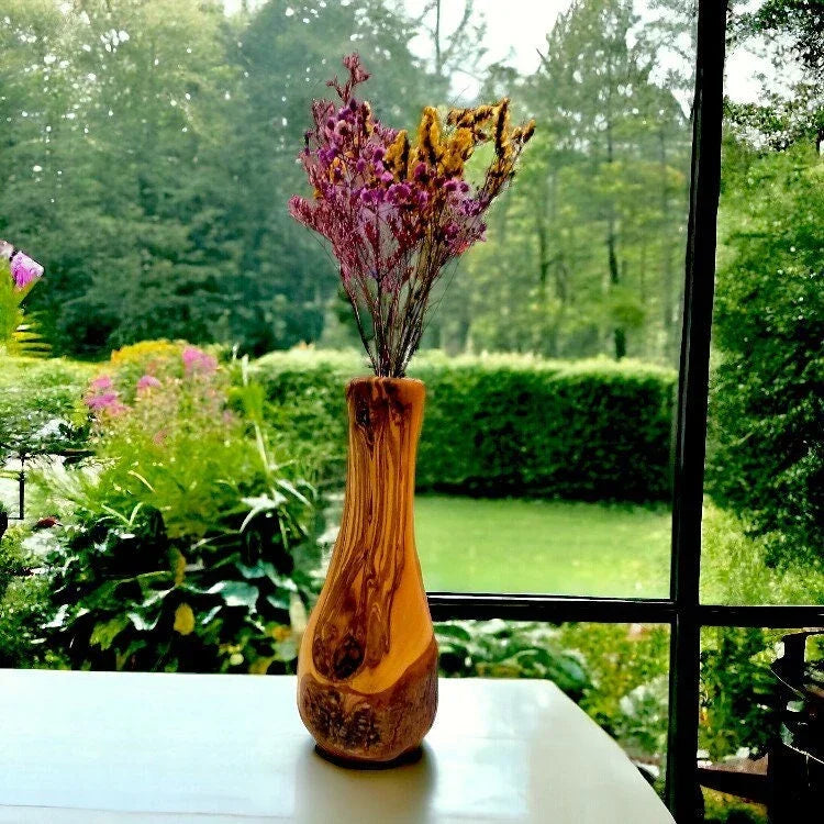 Olive wood handmade wooden vase – handcrafted, natural design