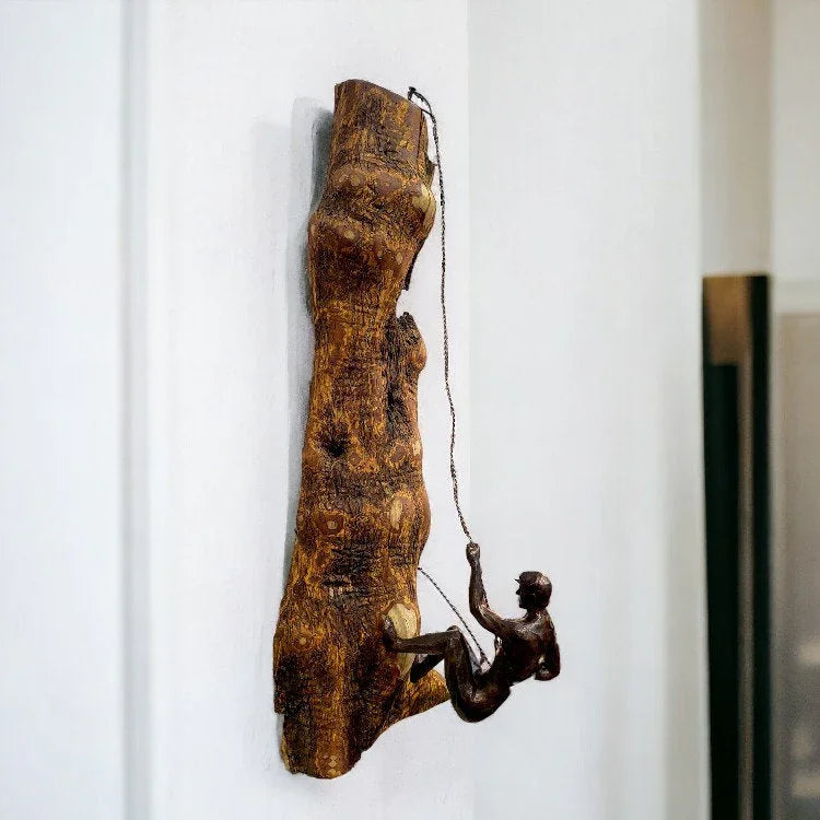 Olive wood wall man figurine – handcrafted and natural design