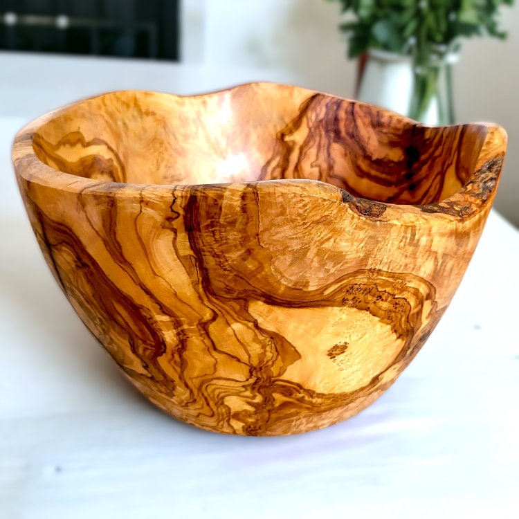 Natural Shaped Olive Wood Rustic Salad Bowl