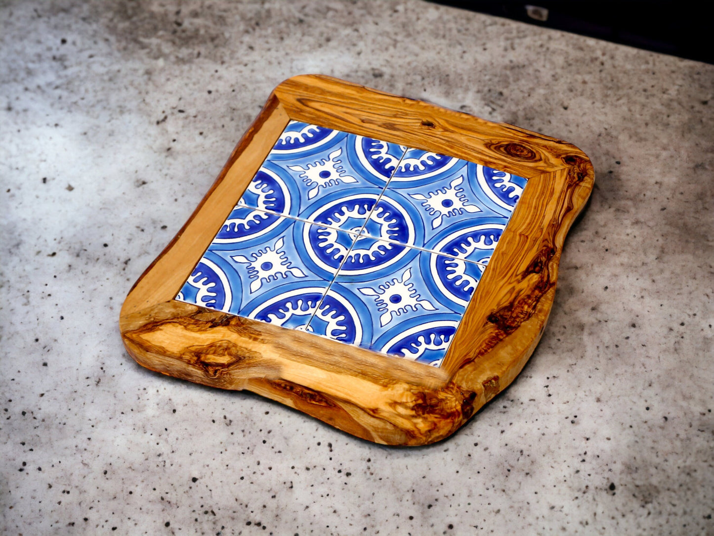 Medium Rustic Olive Wood Ceramic Tray 15 cm