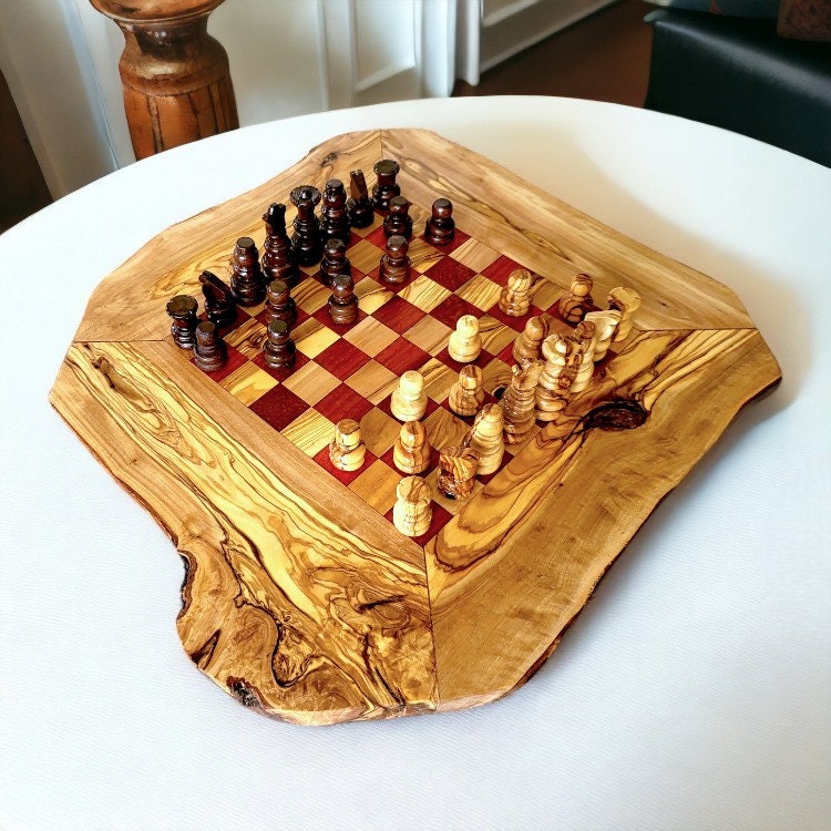 Olive Wood Chess Board 45cm x 45cm (board only)