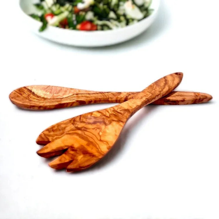 Wooden salad server, olive wood – handcrafted and natural design
