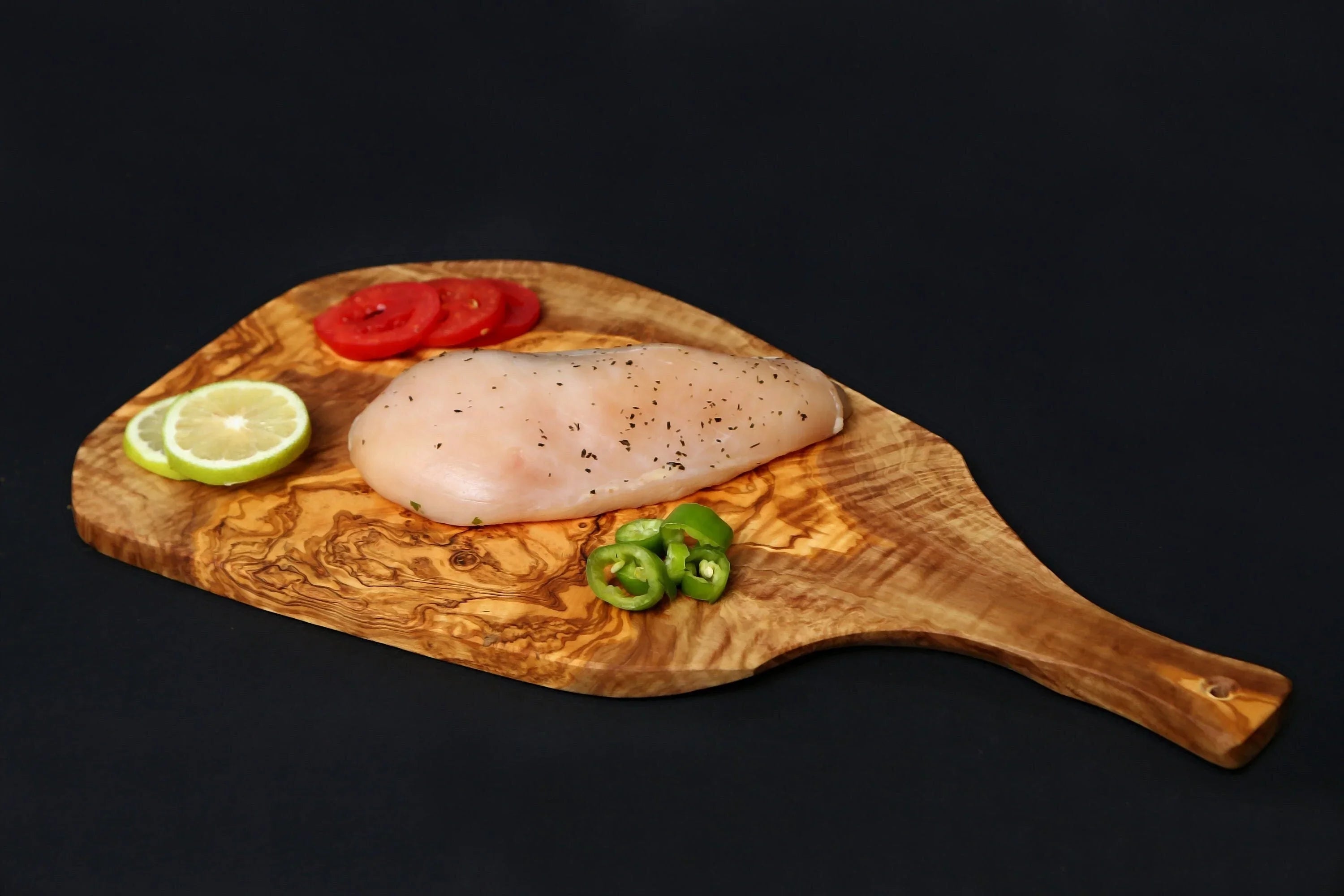 Olive wood slim irregular shaped cutting – handcrafted, natural design
