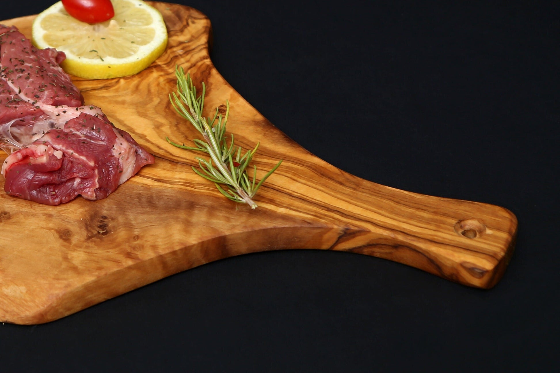 Olive Wood Slim Irregular Shaped Cutting Board with Handle