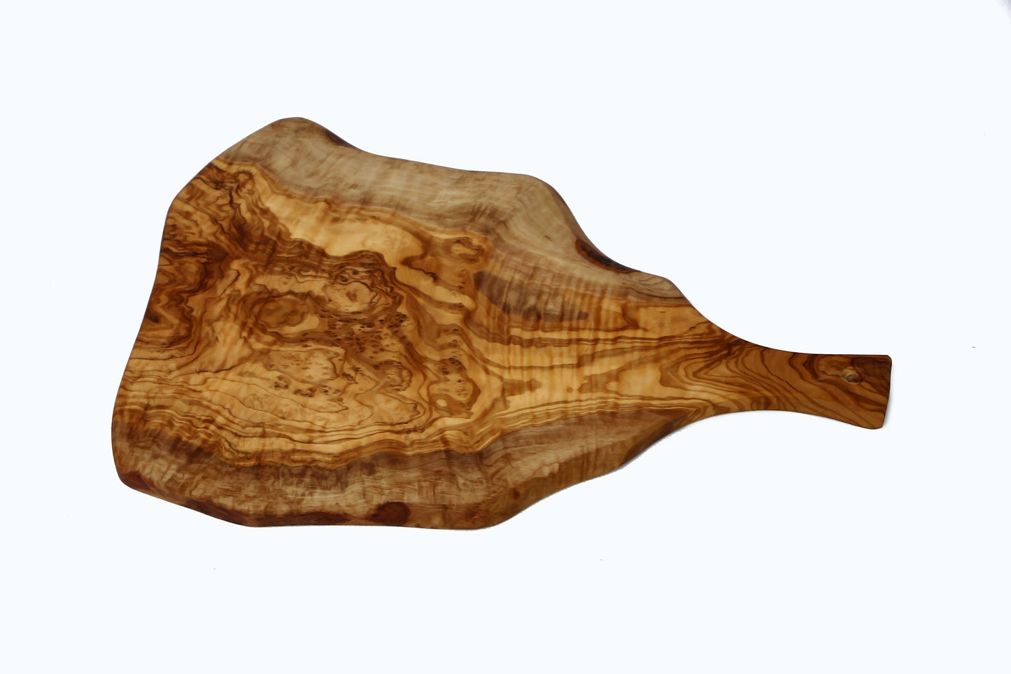 Olive Wood Slim Irregular Shaped Cutting Board with Handle