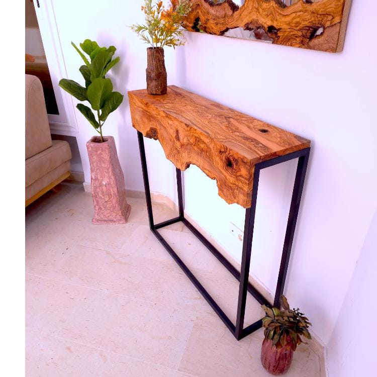 Amazing hand made olive wood Mirror and console perfect in your hallway or sitting room