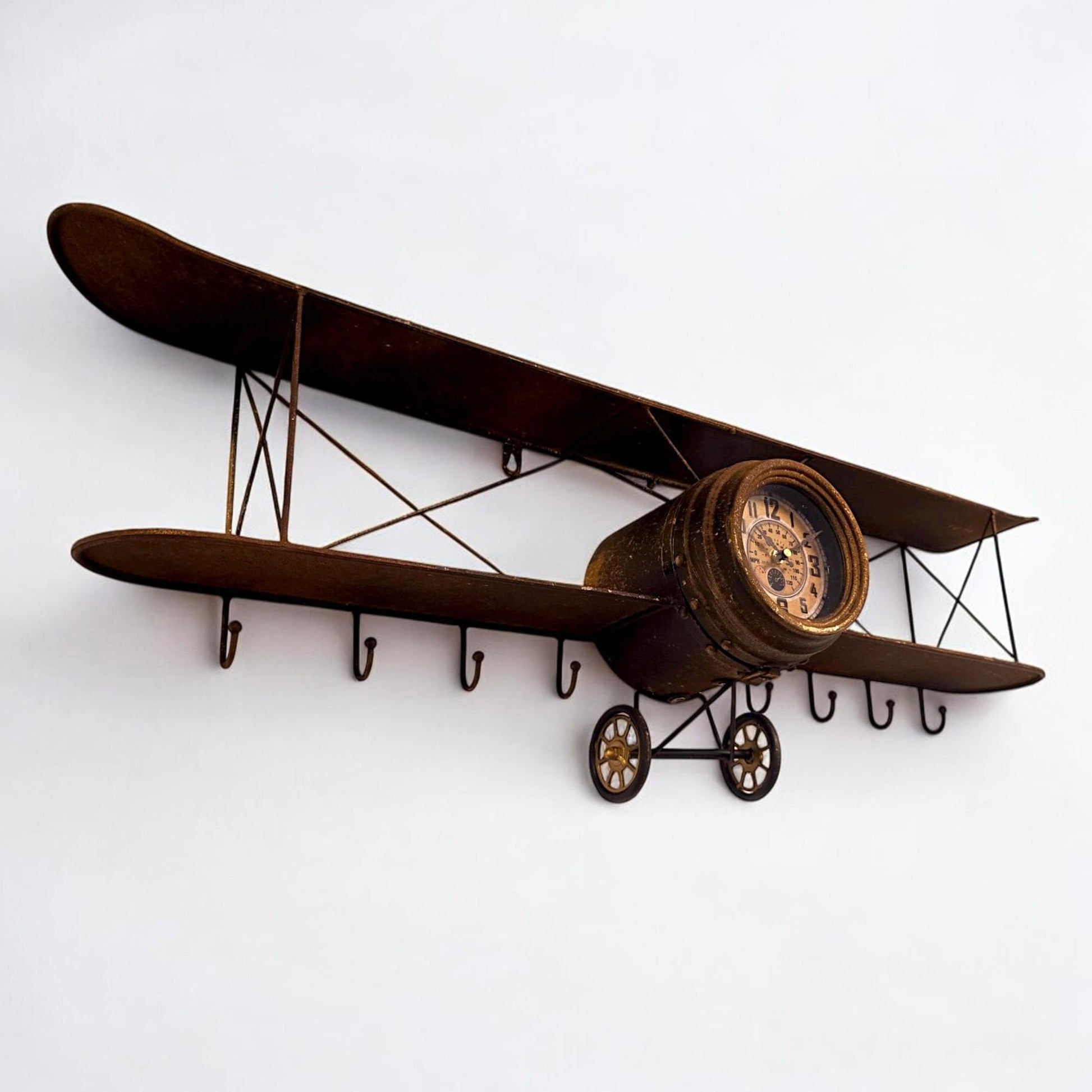 Vintage look Aeroplane Shelf with hooks - Aviation-inspired Wall Decor