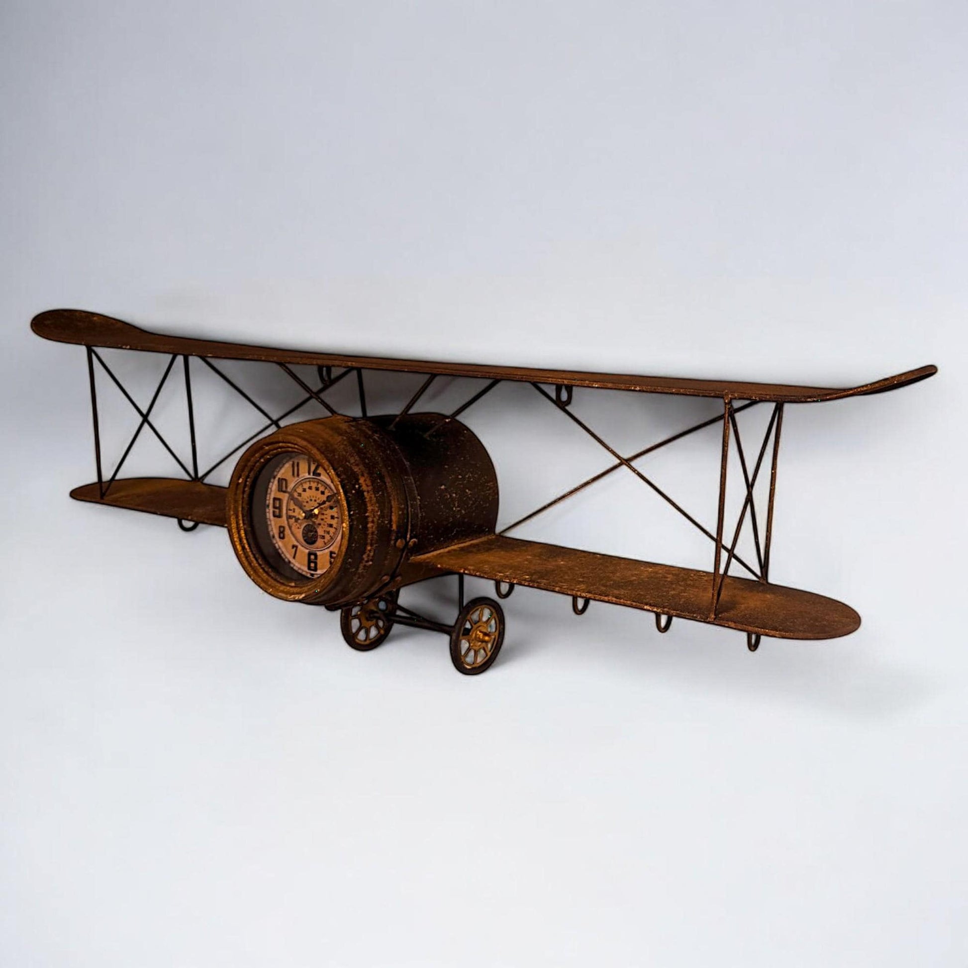 Vintage look Aeroplane Shelf with hooks - Aviation-inspired Wall Decor