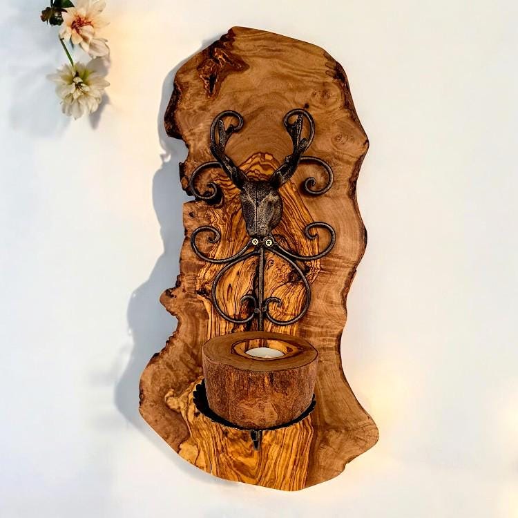Wall mounted stag candle holder – handcrafted and natural design