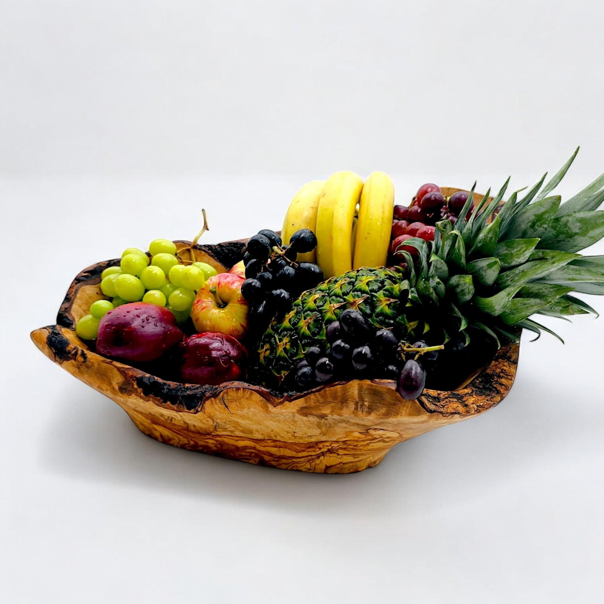 beautiful hand made olive wood basket fruit , centrepieces