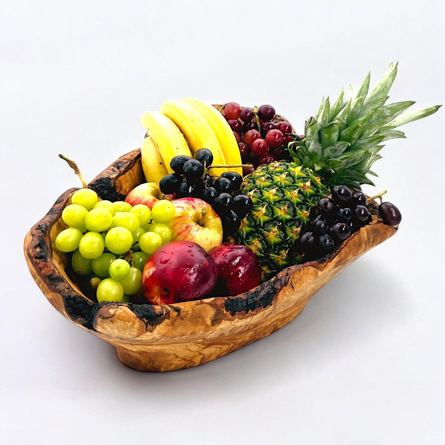 beautiful hand made olive wood basket fruit , centrepieces