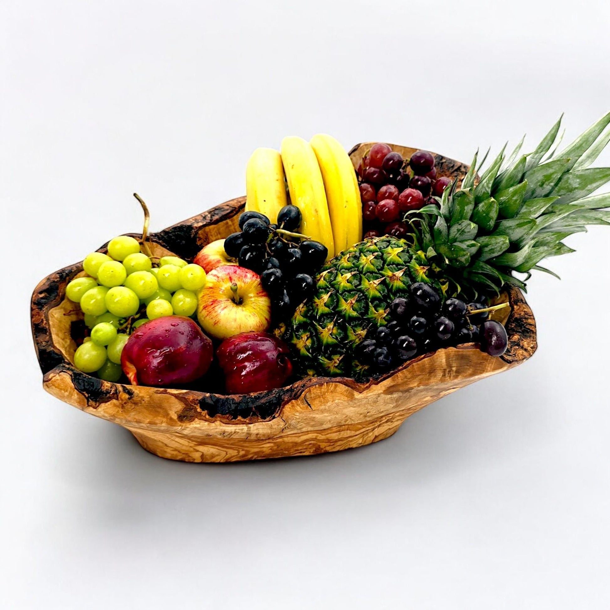 beautiful hand made olive wood basket fruit , centrepieces