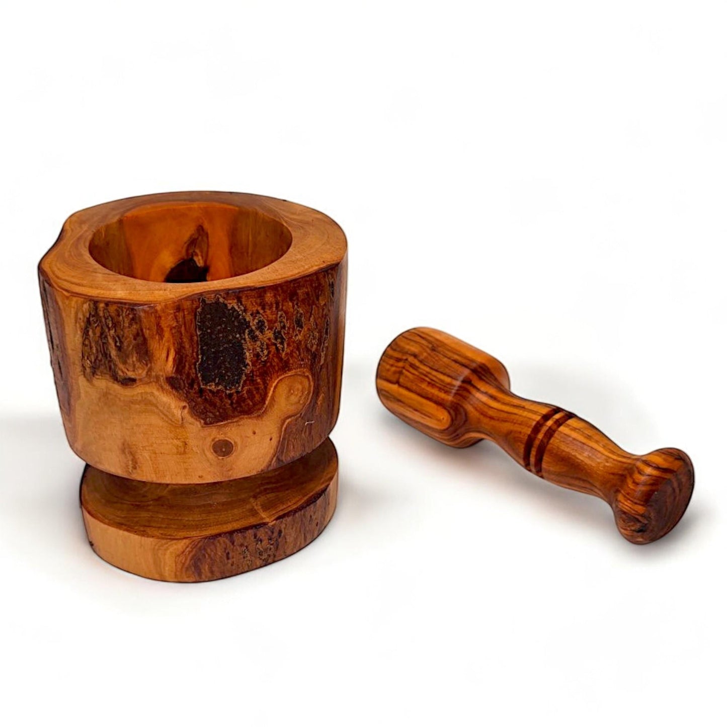 Olive Wood Rustic Mortar & Pestle with Support , pestle and mortar, gift for parents, gift, Christmas gift, wedding gift