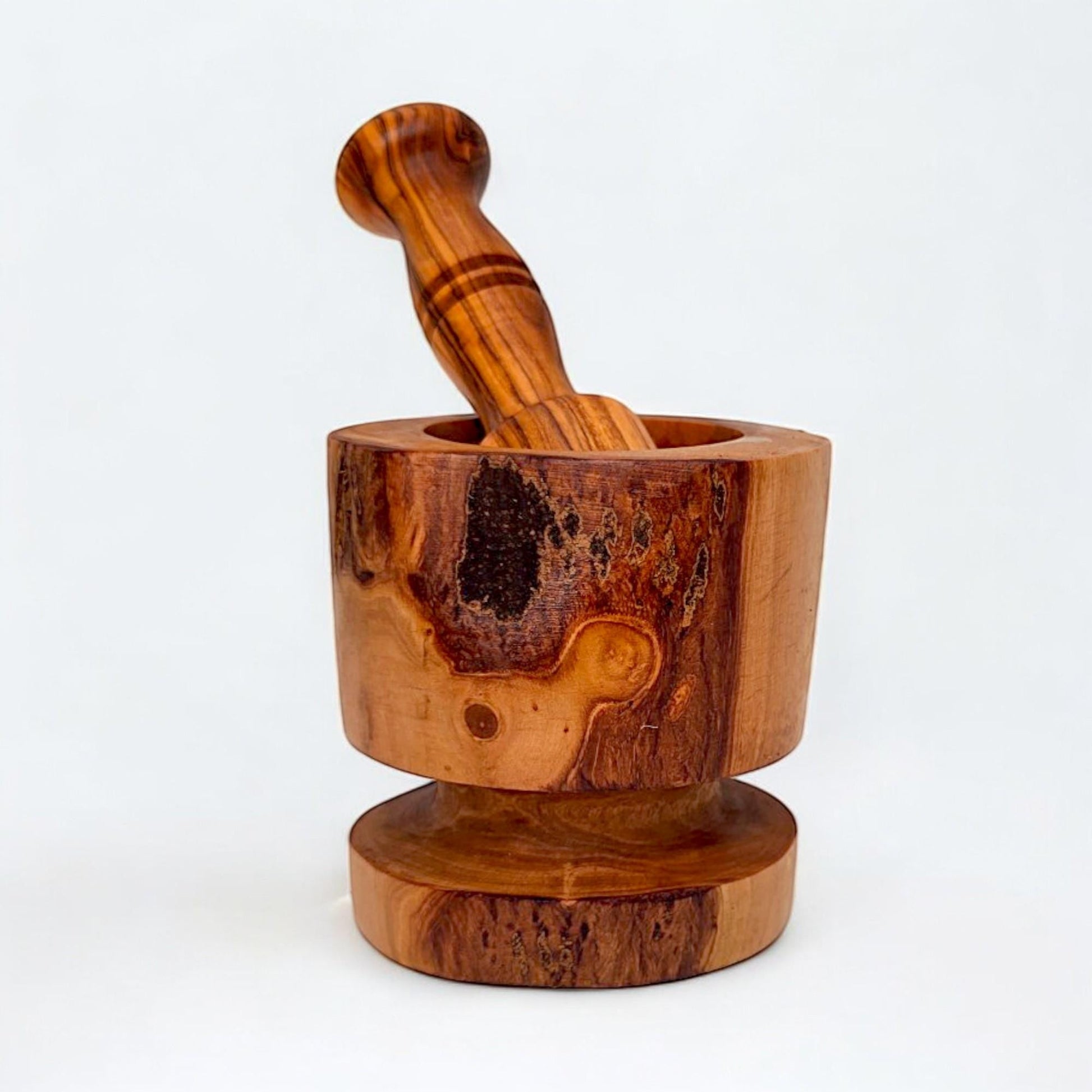 Olive Wood Rustic Mortar & Pestle with Support , pestle and mortar, gift for parents, gift, Christmas gift, wedding gift