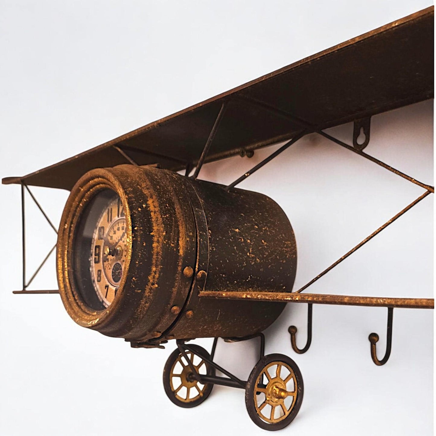 Vintage look Aeroplane Shelf with hooks - Aviation-inspired Wall Decor