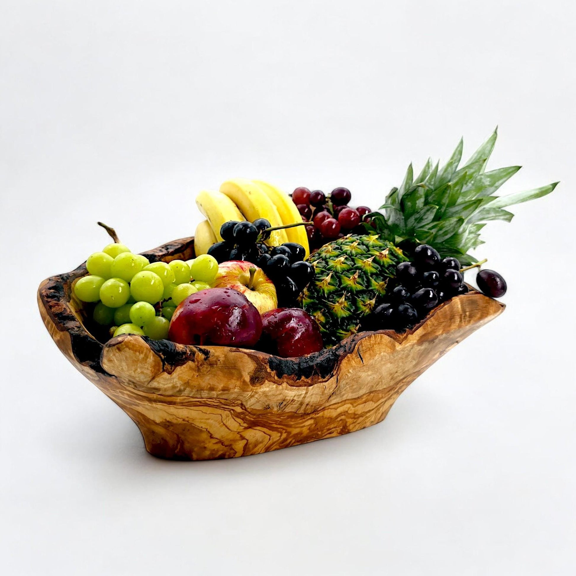 beautiful hand made olive wood basket fruit , centrepieces