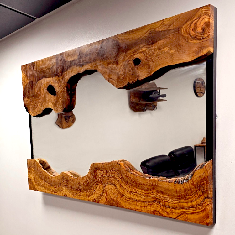 Olive Wood Framed Wooden Wall Mirror | Unique Showpiece & Impressive Gift Idea