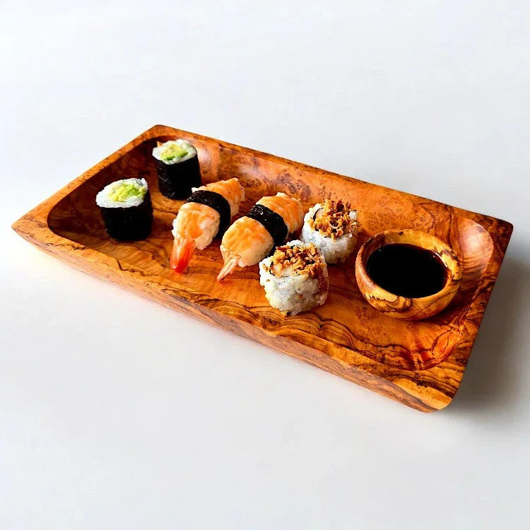 Olive wood rectangular shaped dish 27 – handcrafted, natural design